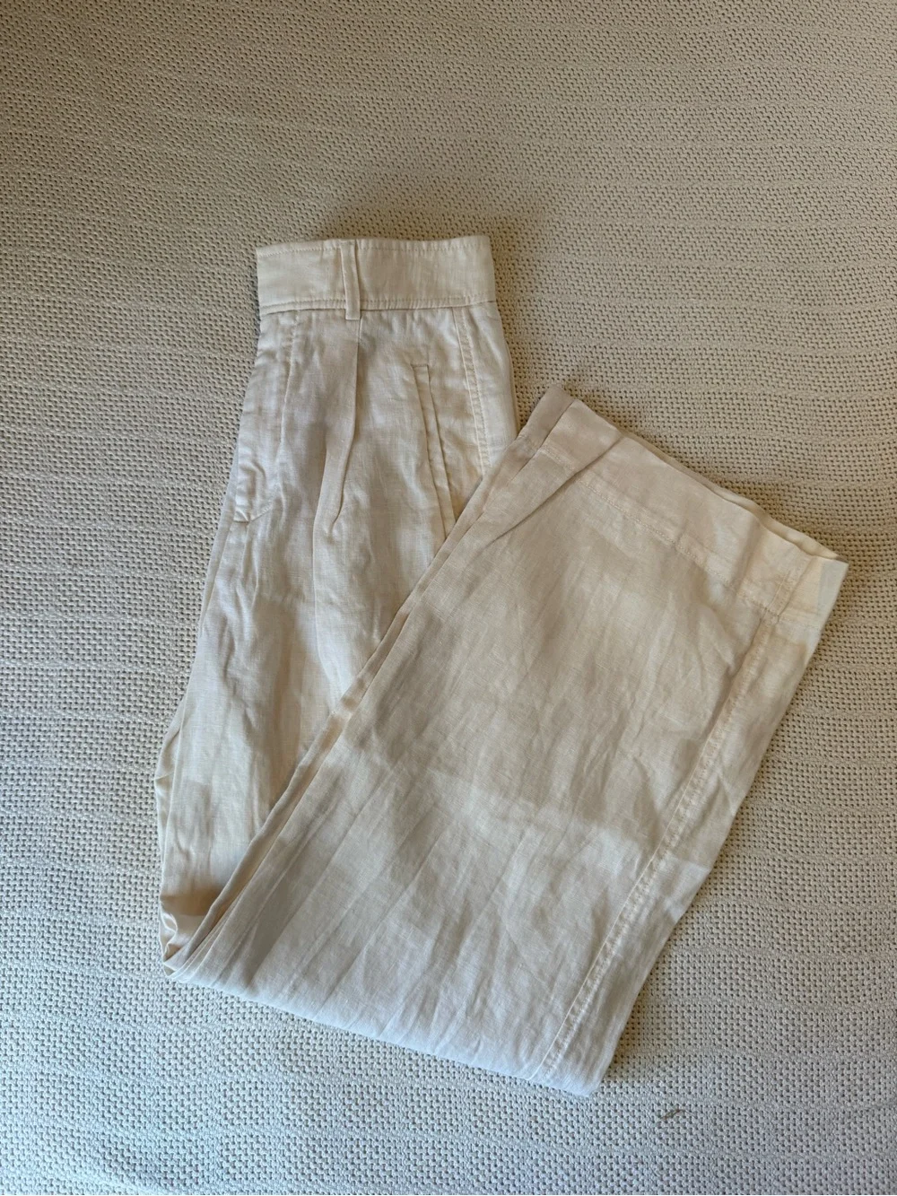Everlane Way High Drape Linen Pants size 0 cream